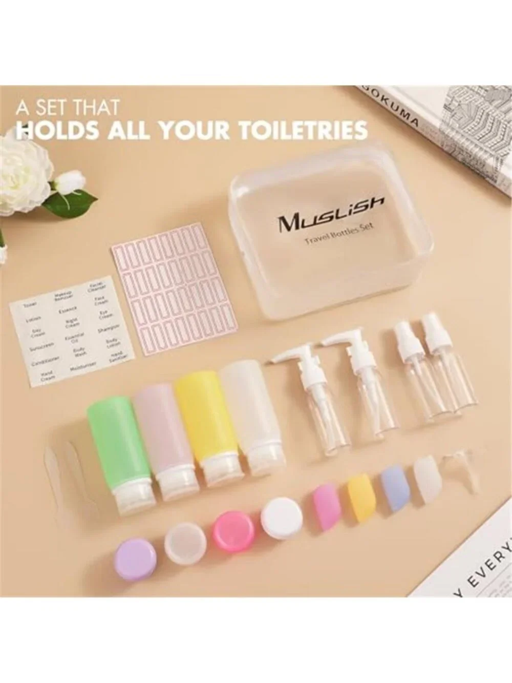 TSA Approved Travel Bottles Set Silicone Leakproof Toiletry Kit 21 Piece Set